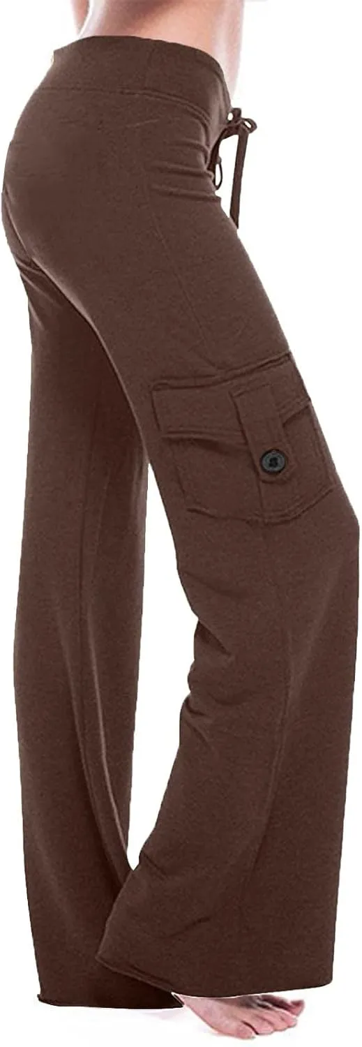 Women Cargo Pants 2025 Bootcut Yoga Pant Stretchy Trousers Wide Leg Workout Baggy Sweatpants with Pockets Trendy