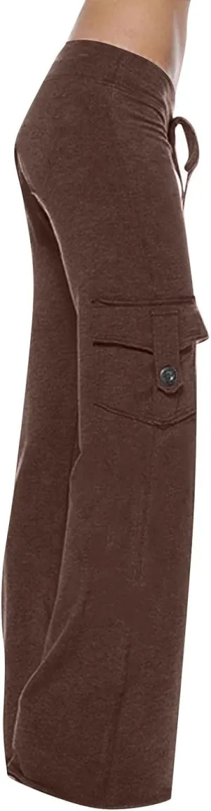 Women Cargo Pants 2025 Bootcut Yoga Pant Stretchy Trousers Wide Leg Workout Baggy Sweatpants with Pockets Trendy