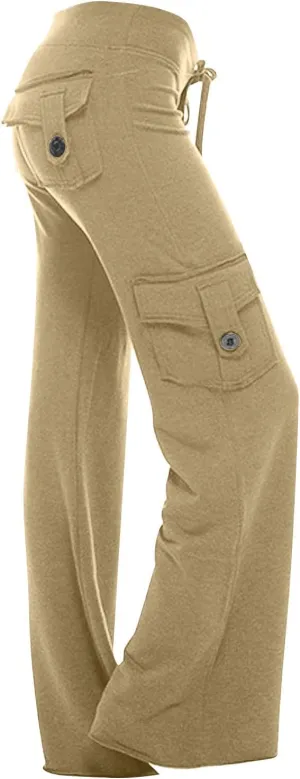 Women Cargo Pants 2025 Bootcut Yoga Pant Stretchy Trousers Wide Leg Workout Baggy Sweatpants with Pockets Trendy