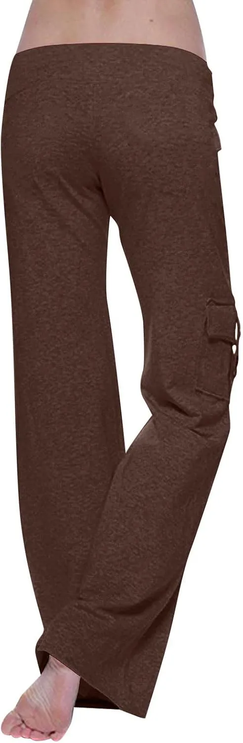 Women Cargo Pants 2025 Bootcut Yoga Pant Stretchy Trousers Wide Leg Workout Baggy Sweatpants with Pockets Trendy