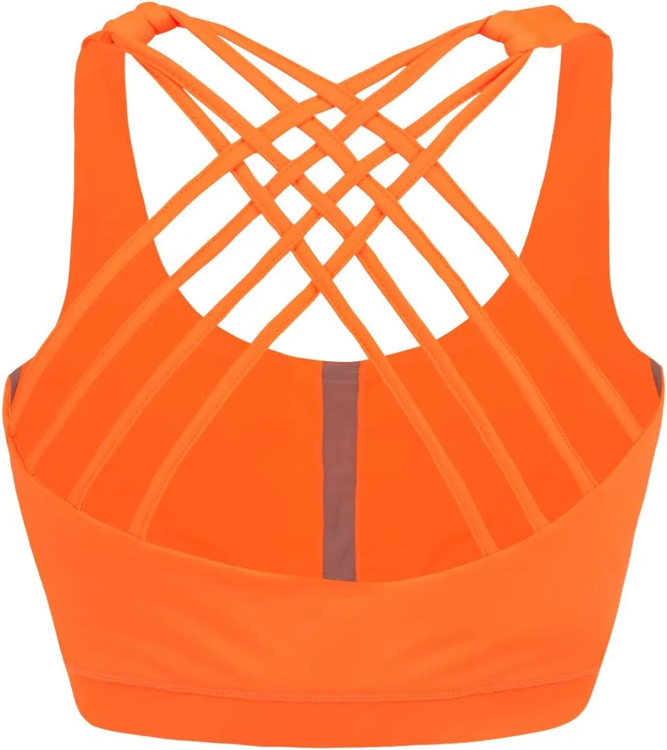 Women High Impact Sports Bra Criss Cross Back Padded Bra Workout Fitness Sports Yoga Bras