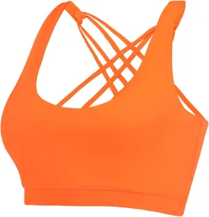 Women High Impact Sports Bra Criss Cross Back Padded Bra Workout Fitness Sports Yoga Bras