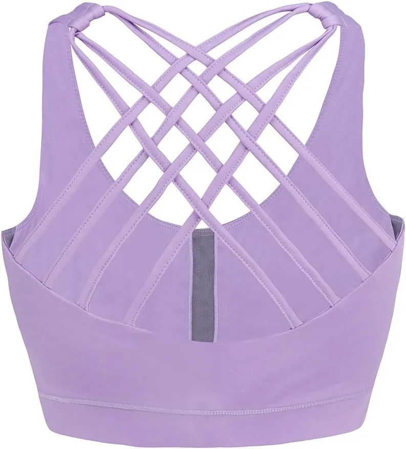 Women High Impact Sports Bra Criss Cross Back Padded Bra Workout Fitness Sports Yoga Bras