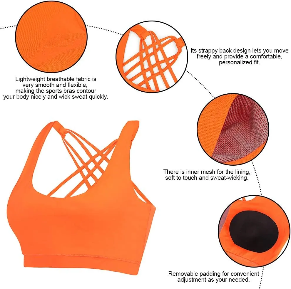 Women High Impact Sports Bra Criss Cross Back Padded Bra Workout Fitness Sports Yoga Bras