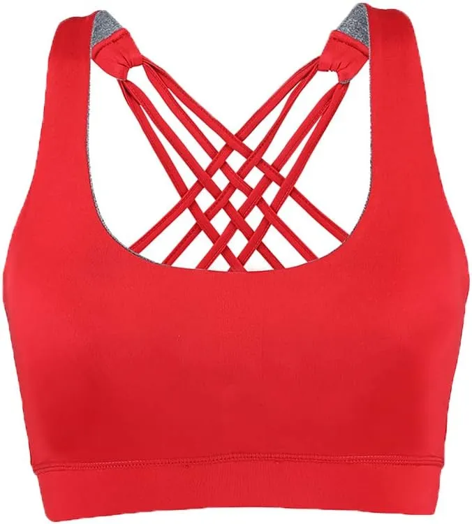 Women High Impact Sports Bra Criss Cross Back Padded Bra Workout Fitness Sports Yoga Bras