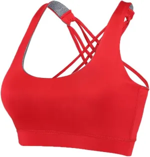 Women High Impact Sports Bra Criss Cross Back Padded Bra Workout Fitness Sports Yoga Bras