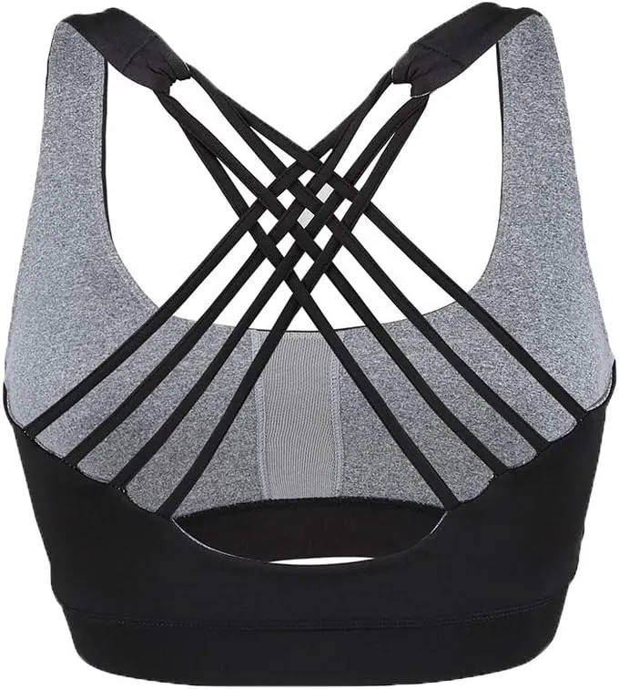 Women High Impact Sports Bra Criss Cross Back Padded Bra Workout Fitness Sports Yoga Bras