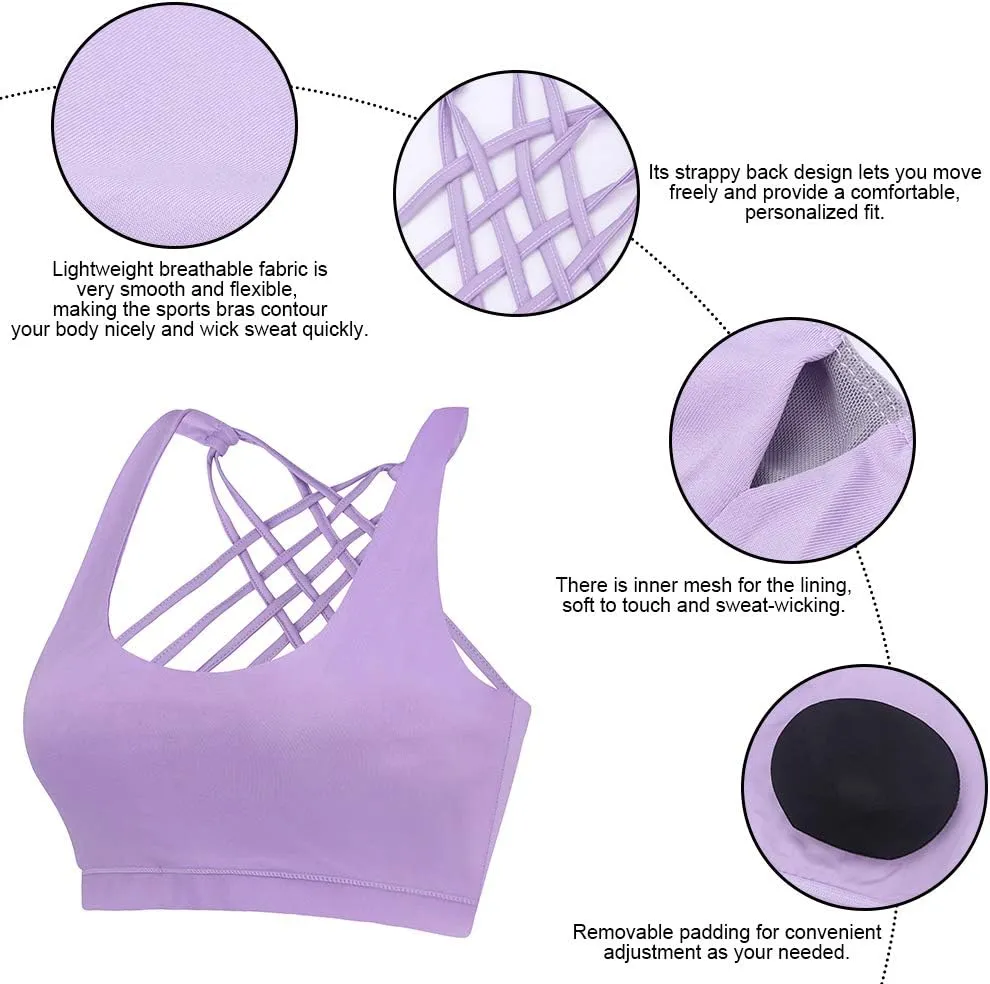 Women High Impact Sports Bra Criss Cross Back Padded Bra Workout Fitness Sports Yoga Bras