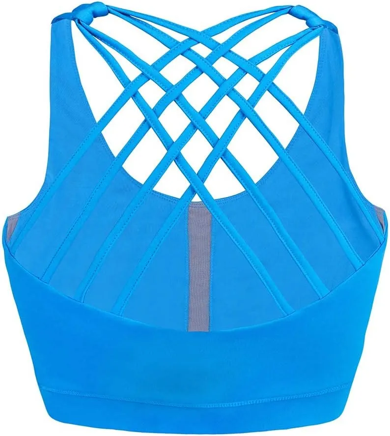 Women High Impact Sports Bra Criss Cross Back Padded Bra Workout Fitness Sports Yoga Bras