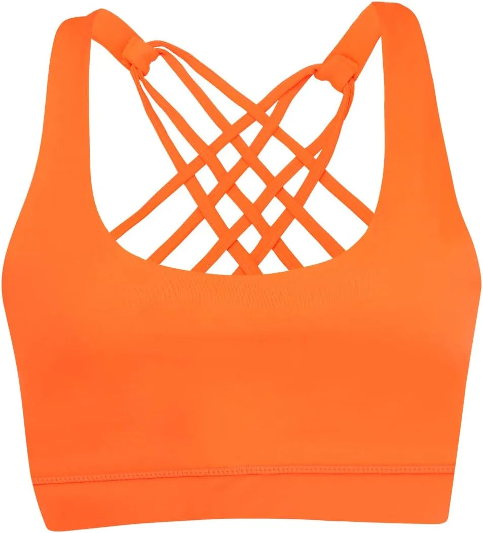 Women High Impact Sports Bra Criss Cross Back Padded Bra Workout Fitness Sports Yoga Bras