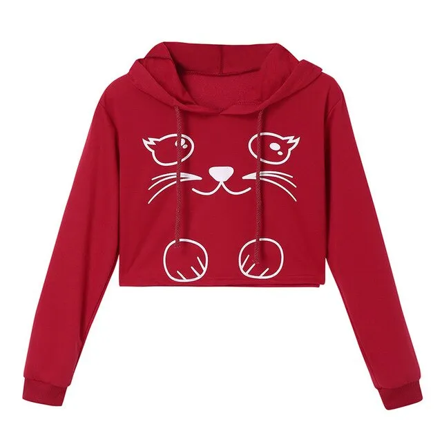 Women Kitty Print Pullover