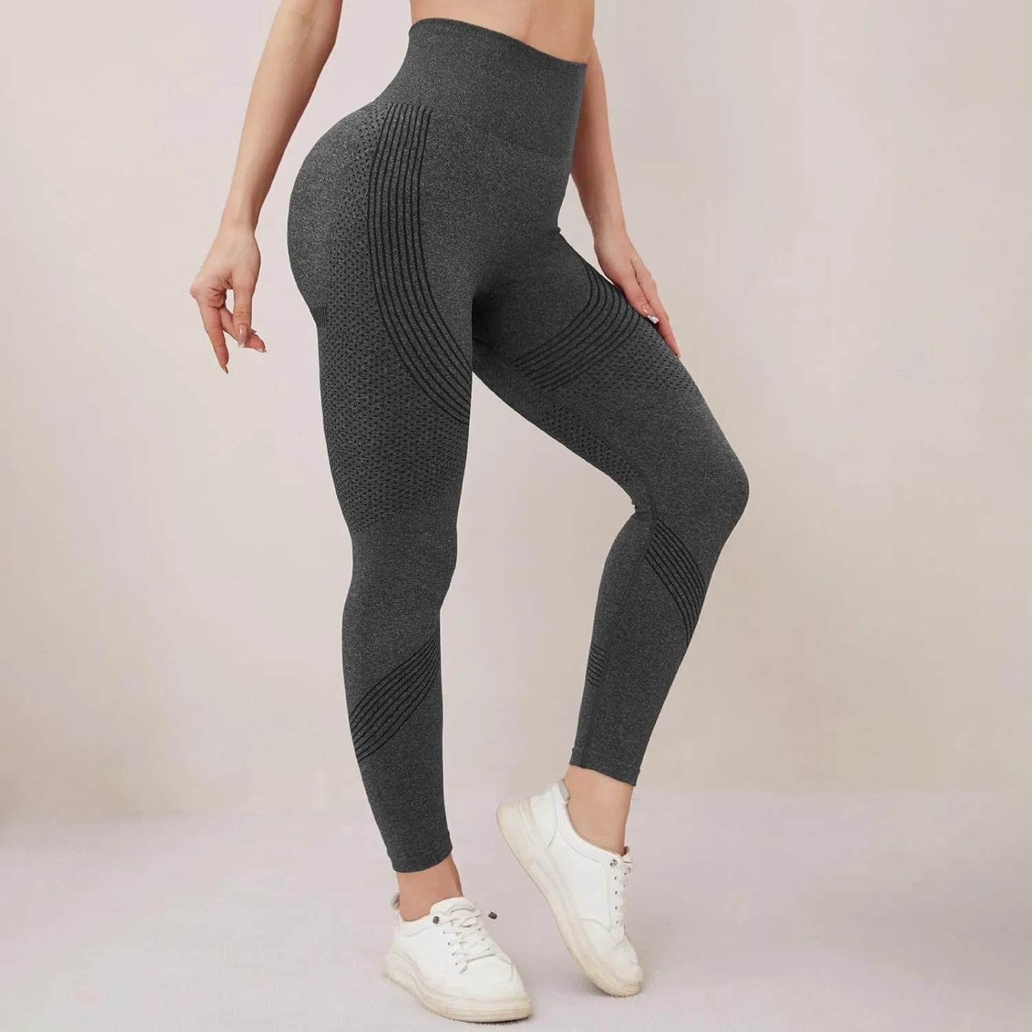 Women Seamless Leggings Smile Contour High Waist - Exercise Pants for Running Cycling Yoga Workout