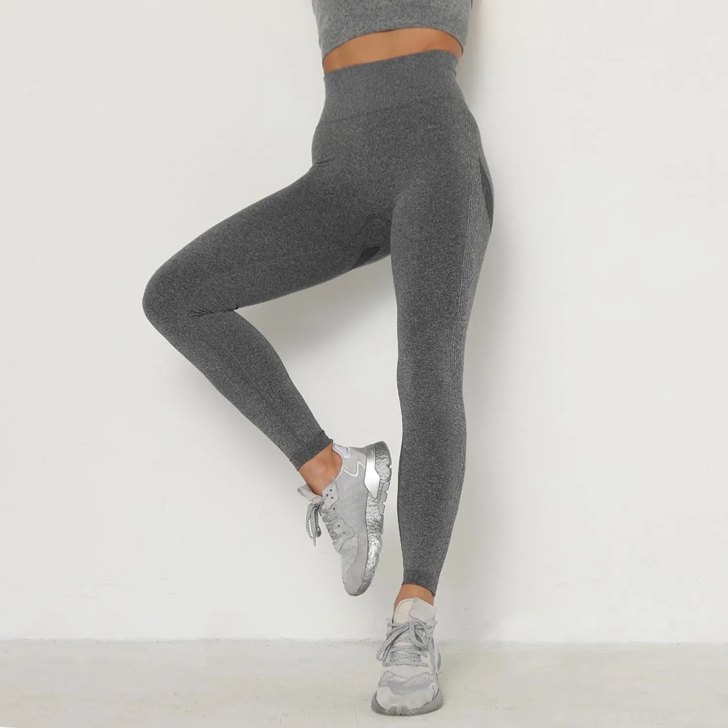 Women Seamless Leggings Smile Contour High Waist No See-Through Yoga Pants Workout Running Leggings