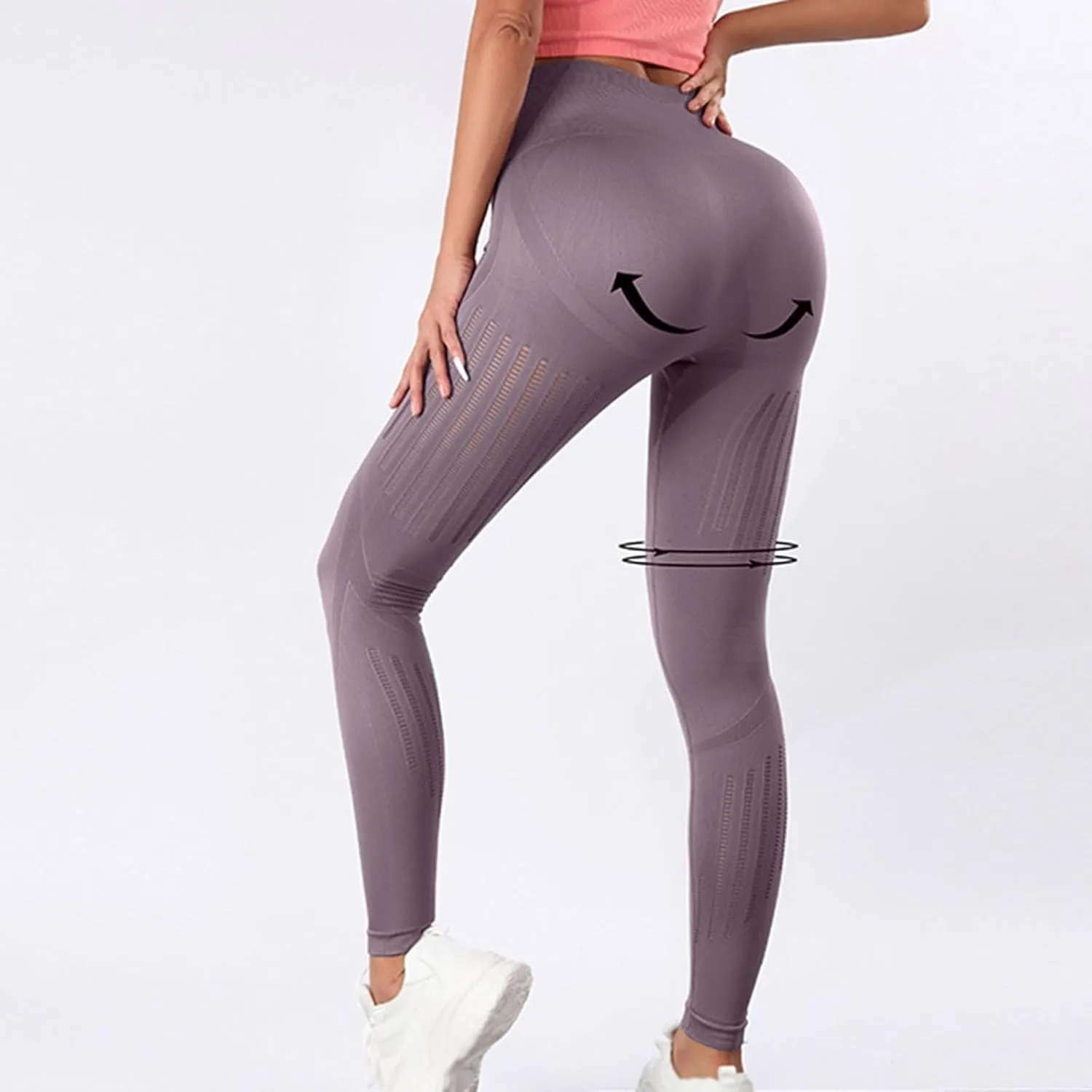 Women Seamless Leggings Smile Contour High Waist Pants for Running Yoga Workout Reg & Plus Size