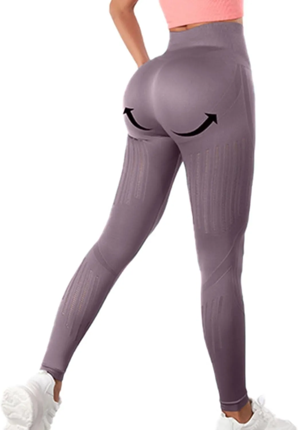 Women Seamless Leggings Smile Contour High Waist Pants for Running Yoga Workout Reg & Plus Size