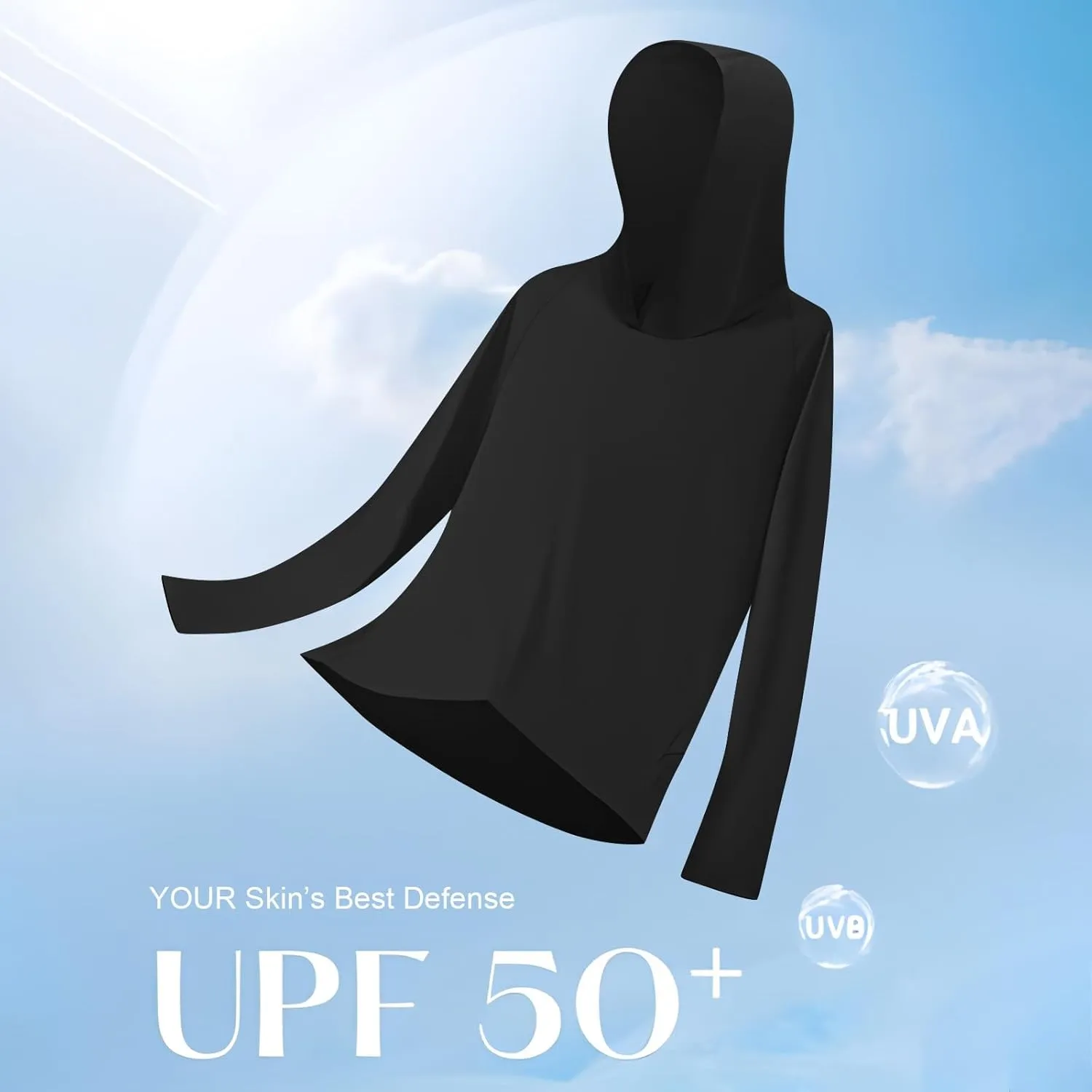 Women SPF Hooded Sun Shirt Long Sleeve Lightweight Soft Pullover UV Protection Packable Top Thumbhole Cycling Shirts