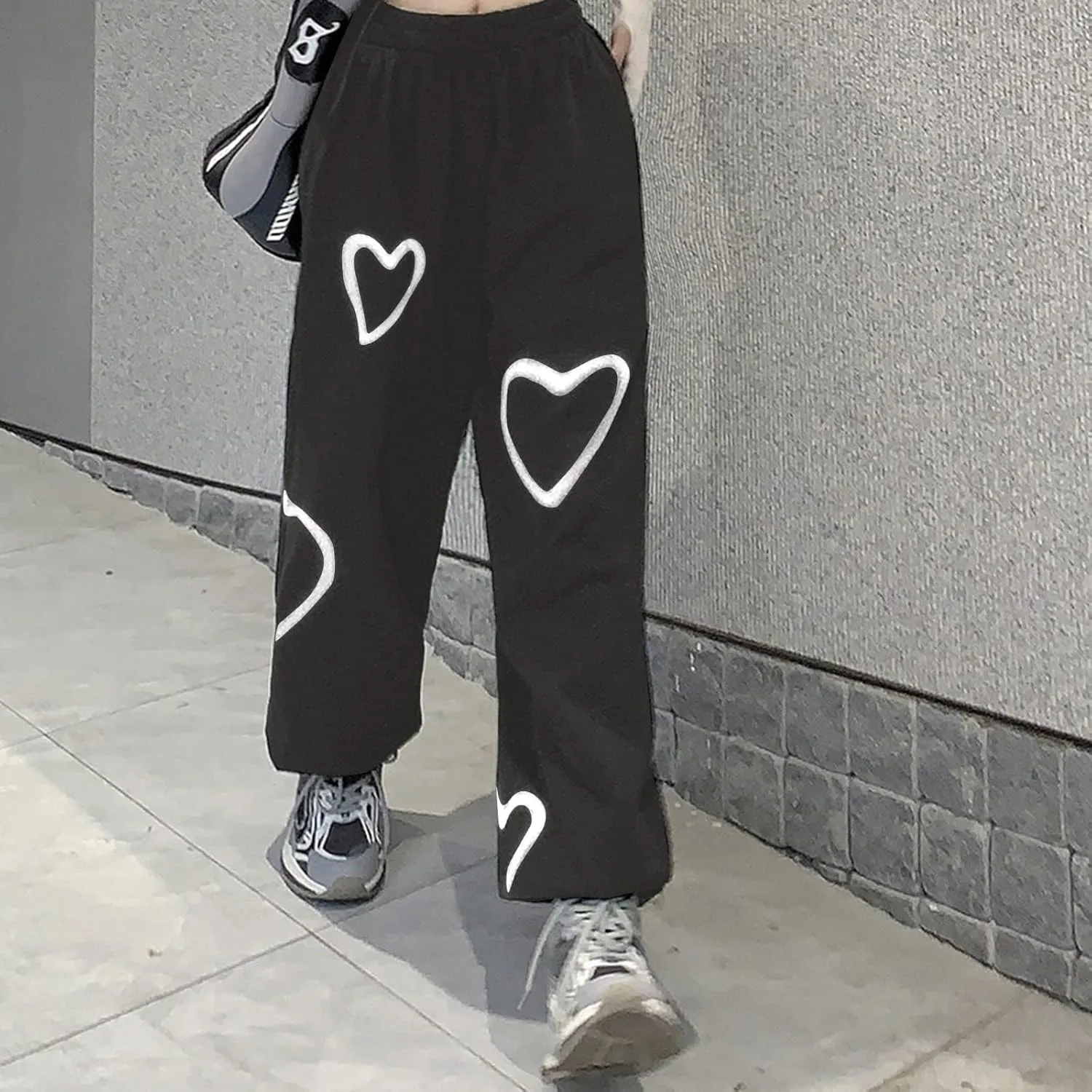 Women Sweatpant Joggers Plus Size Heart Print Cargo Oversized Fleece Joggers Fall Fashion Outfits Y2k Clothes 2025
