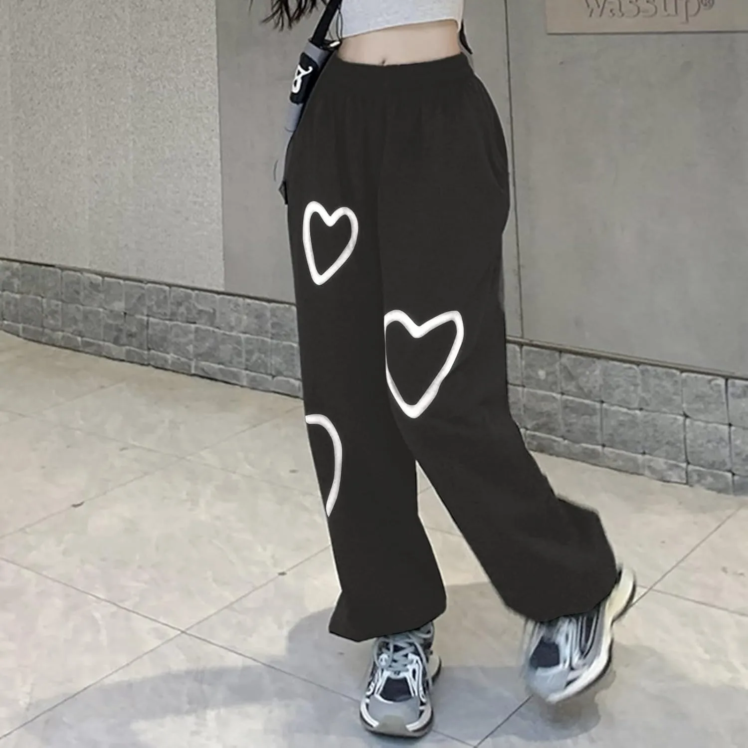 Women Sweatpant Joggers Plus Size Heart Print Cargo Oversized Fleece Joggers Fall Fashion Outfits Y2k Clothes 2025