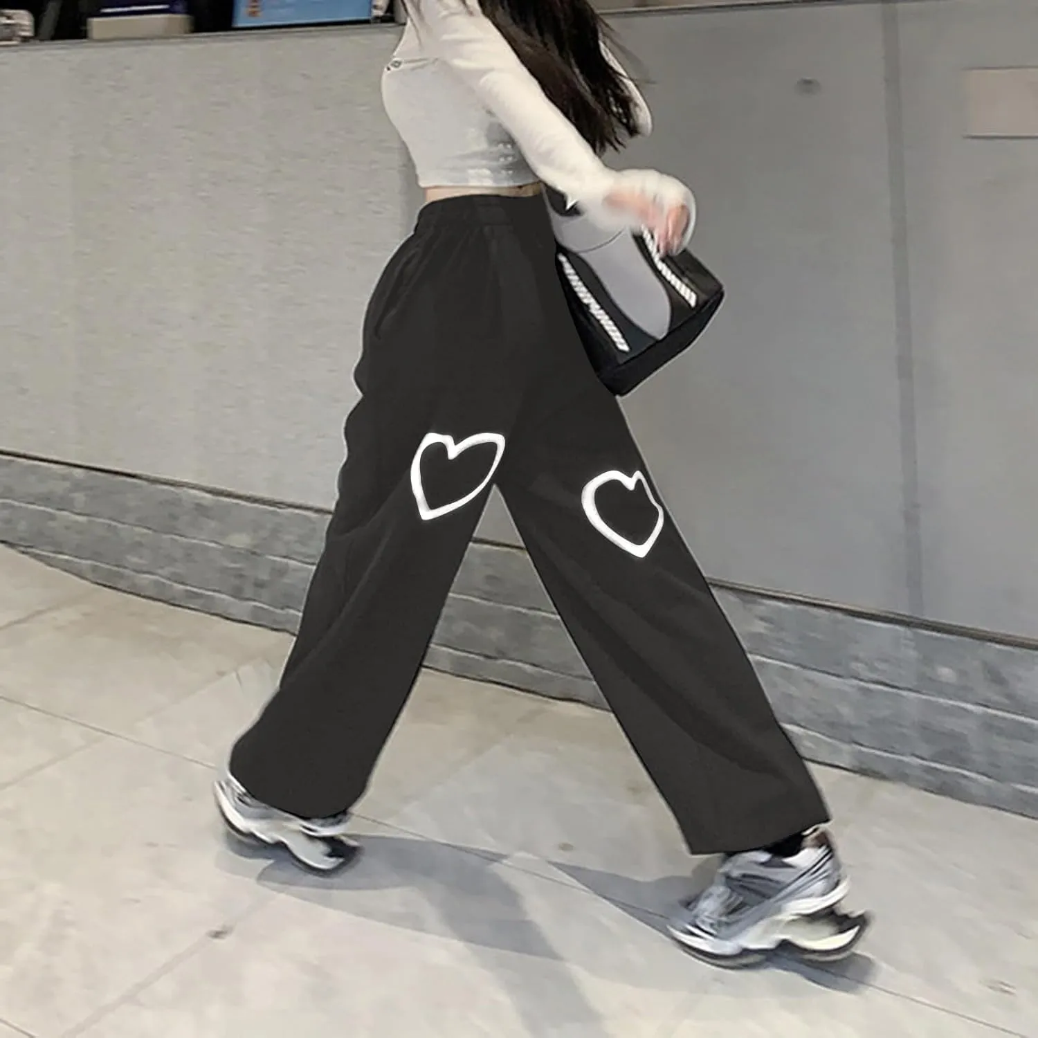 Women Sweatpant Joggers Plus Size Heart Print Cargo Oversized Fleece Joggers Fall Fashion Outfits Y2k Clothes 2025
