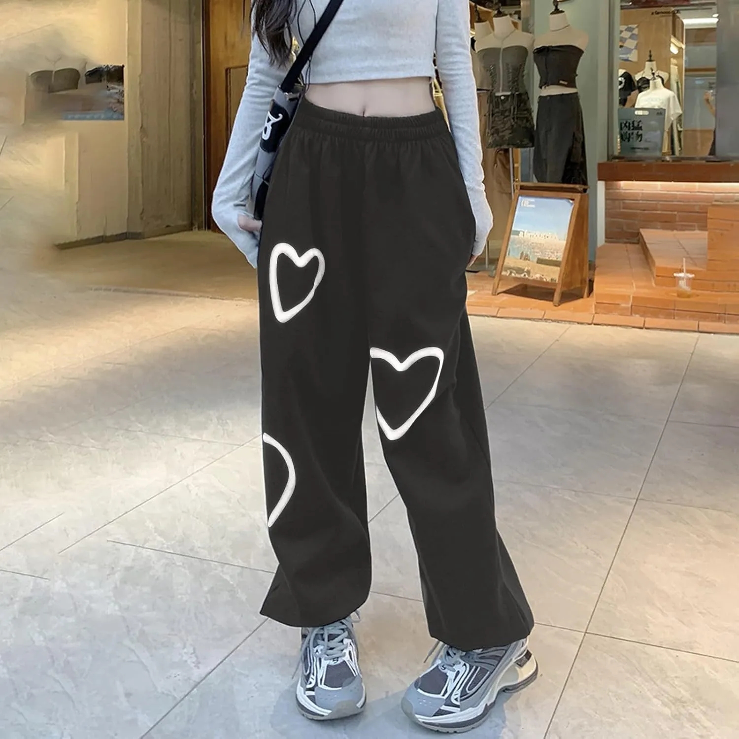 Women Sweatpant Joggers Plus Size Heart Print Cargo Oversized Fleece Joggers Fall Fashion Outfits Y2k Clothes 2025