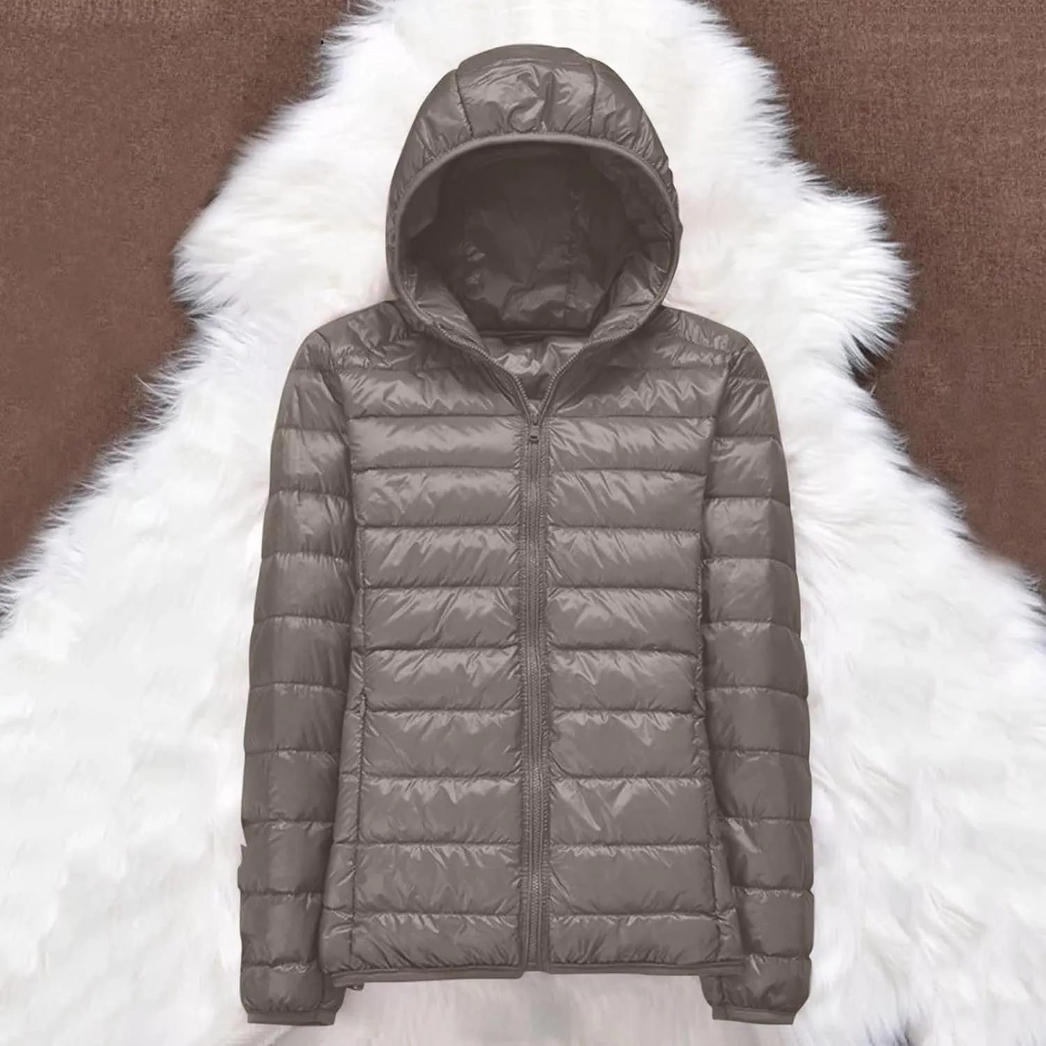 Womens 2024 Warm Lightweight Hooded Windproof Winter Coat Long Sleeve Casual Down Coat Home Outdoor Quilted Puffer Coat