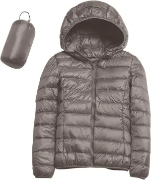 Womens 2024 Warm Lightweight Hooded Windproof Winter Coat Long Sleeve Casual Down Coat Home Outdoor Quilted Puffer Coat