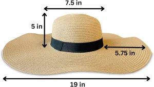 Women's Beach Sun Hat | Garden Hat | Floppy Wide Brim | Stylish and Functional Summer Hat | Sweat-Wicking Band | Adjustable Band | Straw, Light Tan/Natural