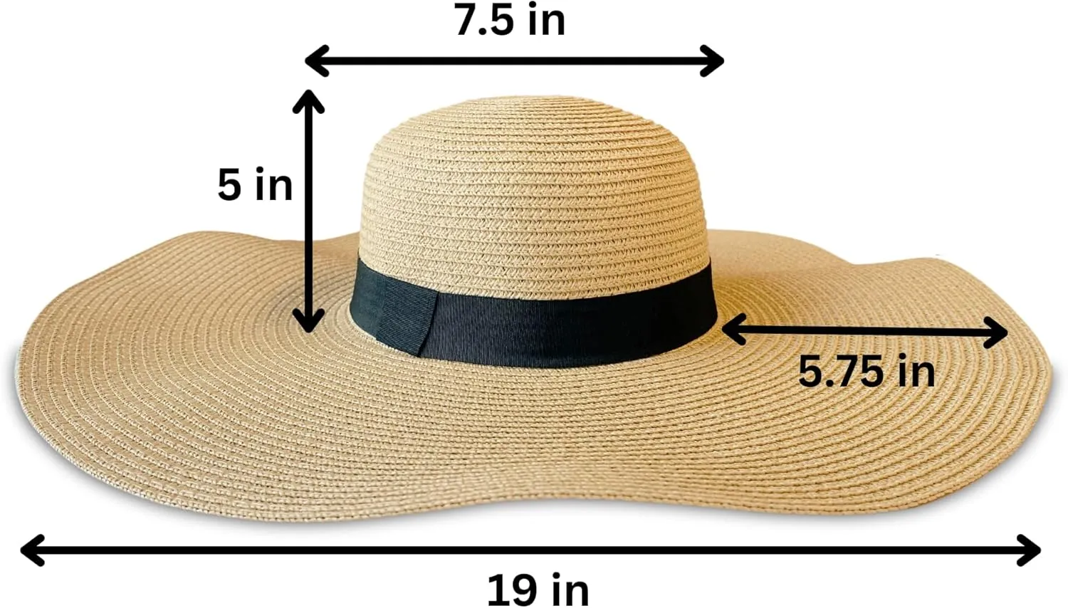 Women's Beach Sun Hat | Garden Hat | Floppy Wide Brim | Stylish and Functional Summer Hat | Sweat-Wicking Band | Adjustable Band | Straw, Light Tan/Natural
