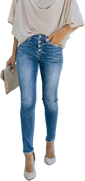Women's Boyfriend Skinny Jeans Ripped Stretchy Denim Pants