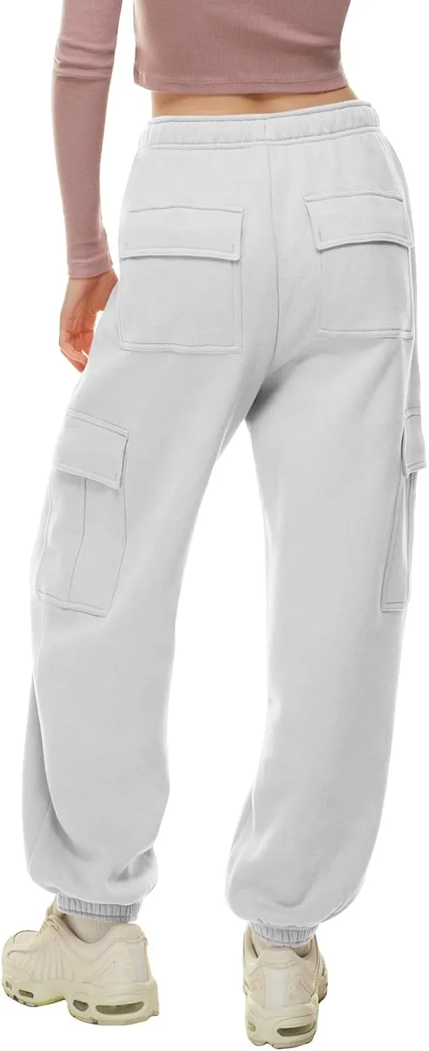 Womens Cargo Sweatpants Casual Baggy Fleece High Waisted Joggers Pants Oversized Fashion Outfits Y2k Clothes 2024