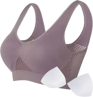 Womens Comfort Sports Bra Seamless Wirefree Breathable Yoga Bra Sleep Bra Workout Running Plus Size Sports Bra