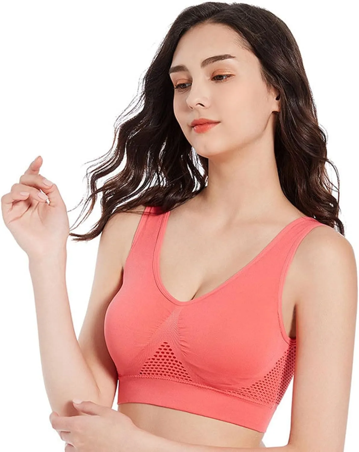 Womens Comfort Sports Bra Seamless Wirefree Breathable Yoga Bra Sleep Bra Workout Running Plus Size Sports Bra