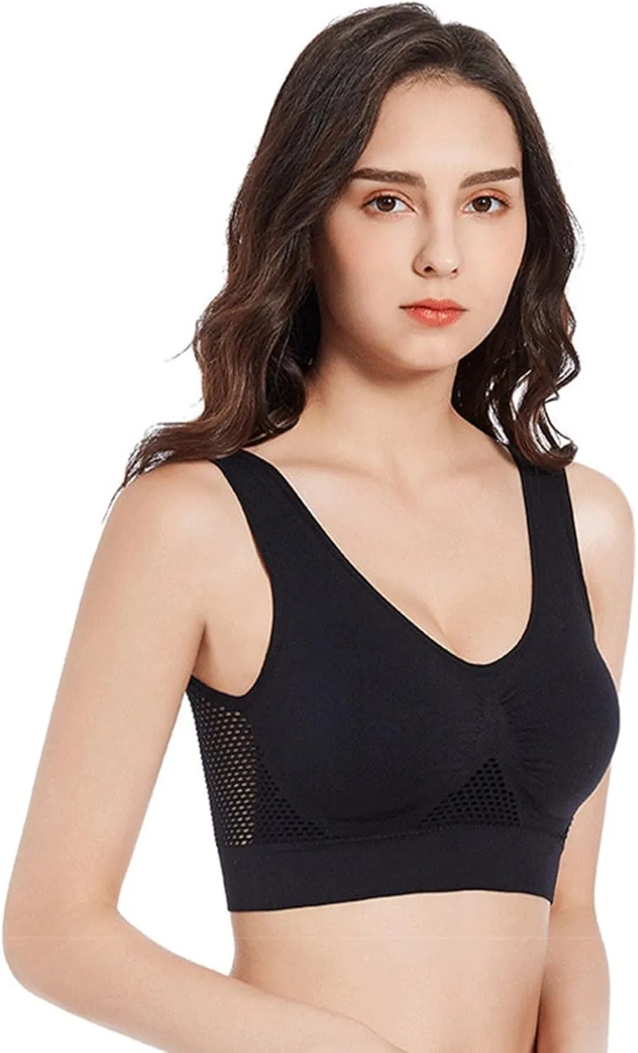 Womens Comfort Sports Bra Seamless Wirefree Breathable Yoga Bra Sleep Bra Workout Running Plus Size Sports Bra