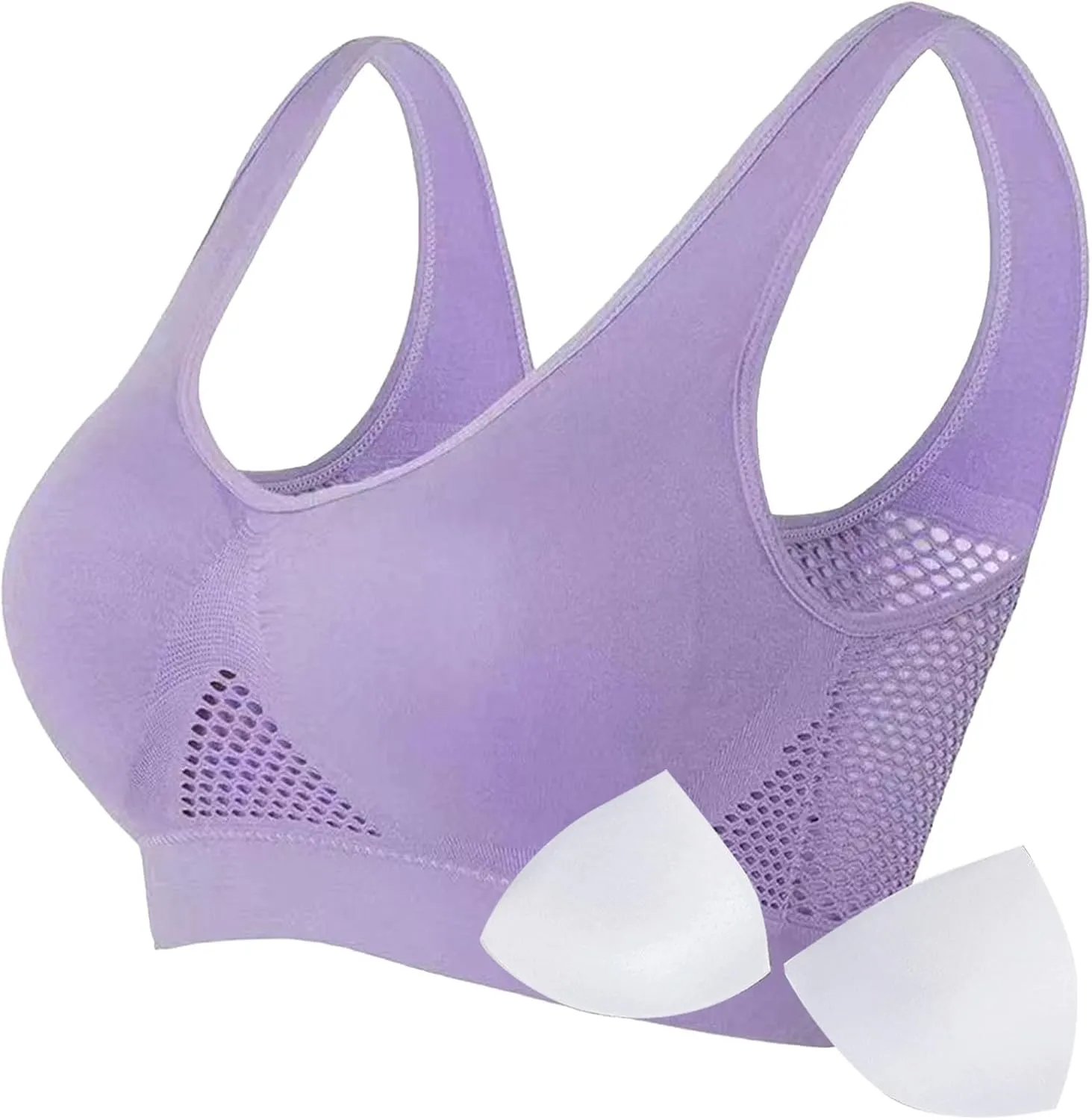 Womens Comfort Sports Bra Seamless Wirefree Breathable Yoga Bra Sleep Bra Workout Running Plus Size Sports Bra