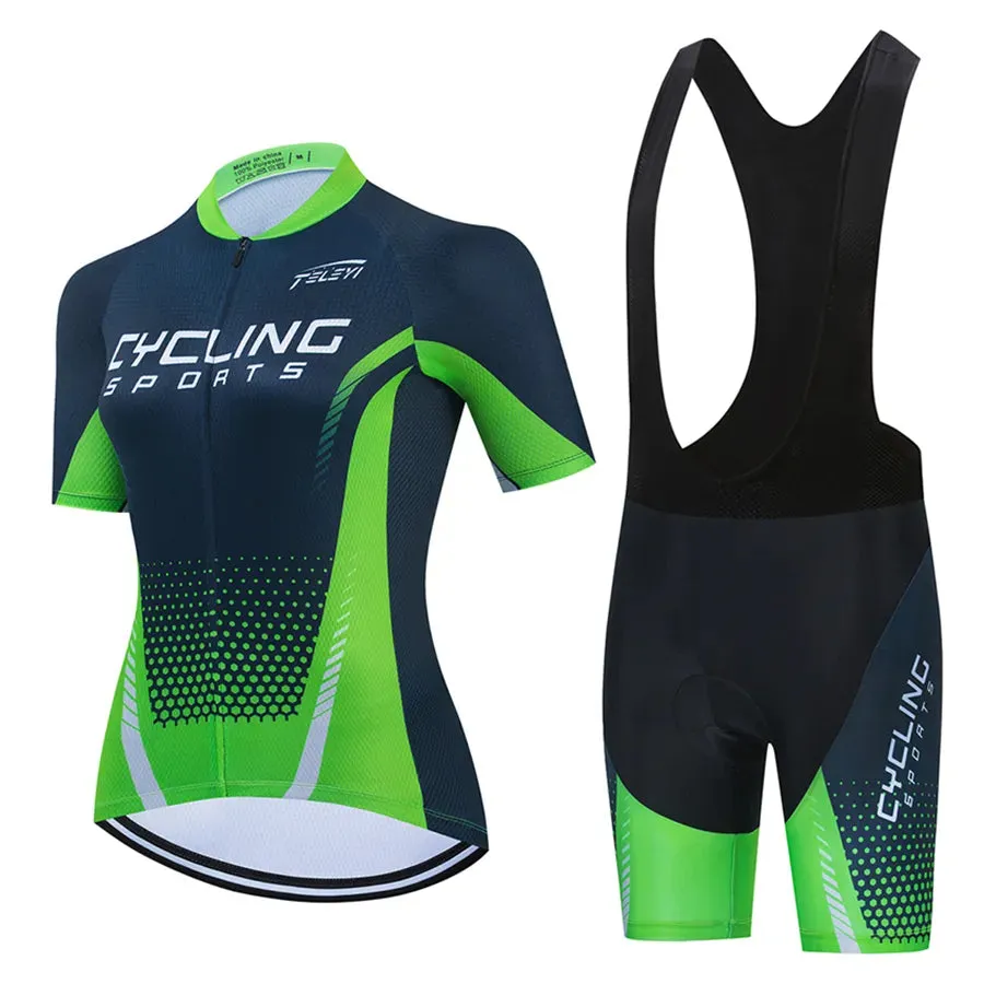 Women's Cycling Jersey Set Summer Anti-UV Cycling Bicycle Clothing Quick-Dry Mountain Female Bike Clothes Cycling Set