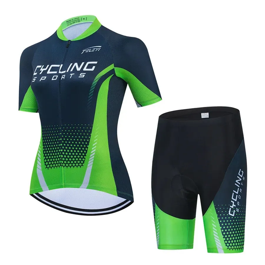 Women's Cycling Jersey Set Summer Anti-UV Cycling Bicycle Clothing Quick-Dry Mountain Female Bike Clothes Cycling Set