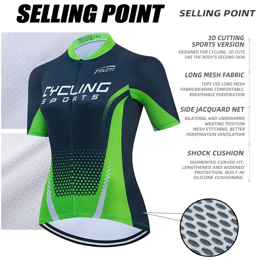 Women's Cycling Jersey Set Summer Anti-UV Cycling Bicycle Clothing Quick-Dry Mountain Female Bike Clothes Cycling Set