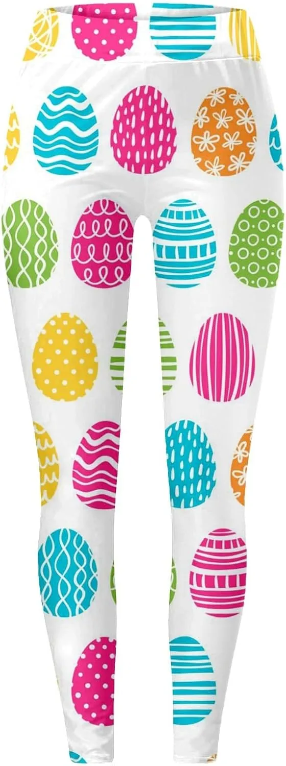 Women's Easter Day Leggings Bunny Egg Print High Waist Butt Lift Breathable Tights Workout Running Sports Yoga Pants