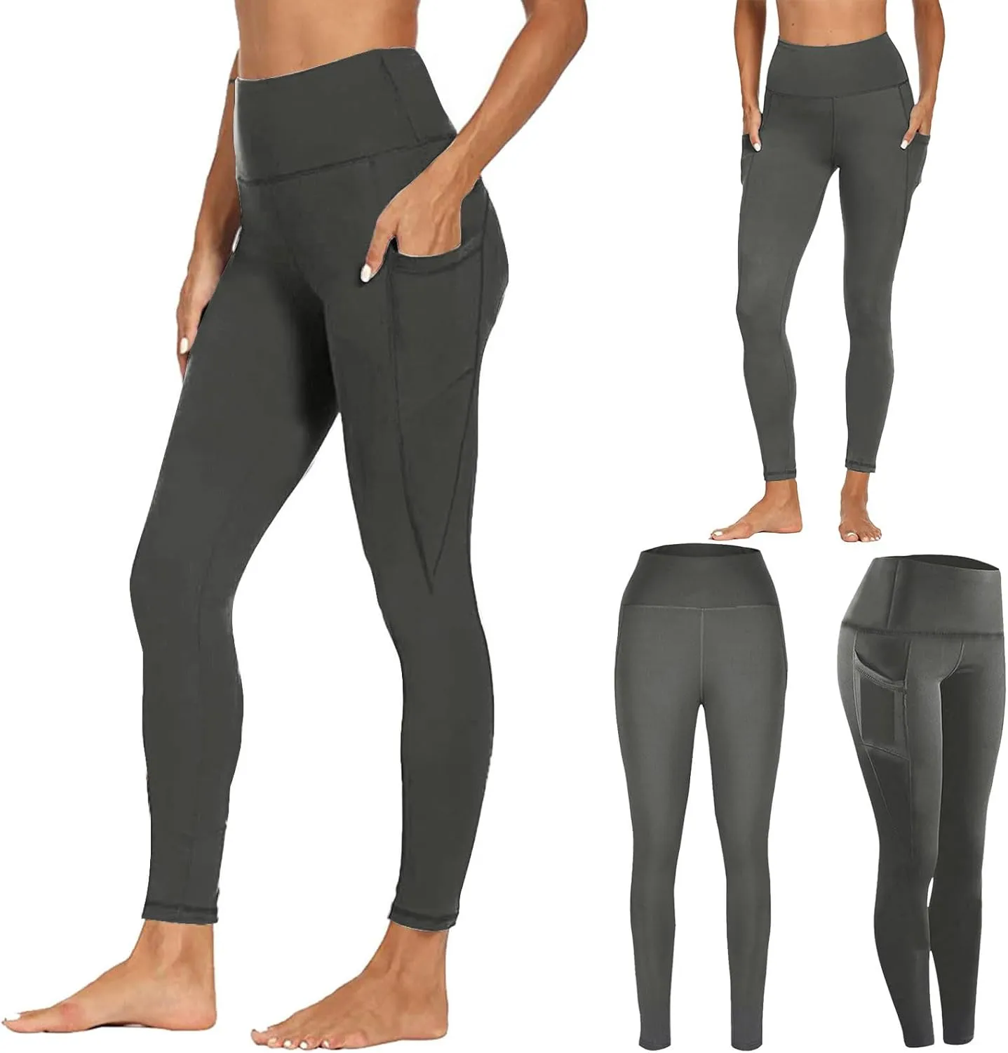 Women's High Waist Yoga Leggings, Casual Slim Fit Athletic Pants Tummy Control Gym 4 Way Stretch Workout Jogger Pant