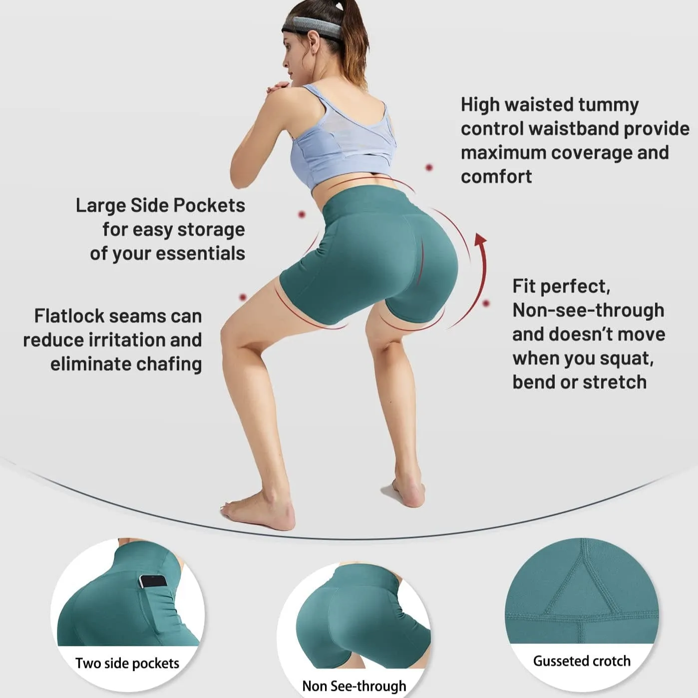 Women's High Waist Yoga Tummy Control Shorts, 5 Inch