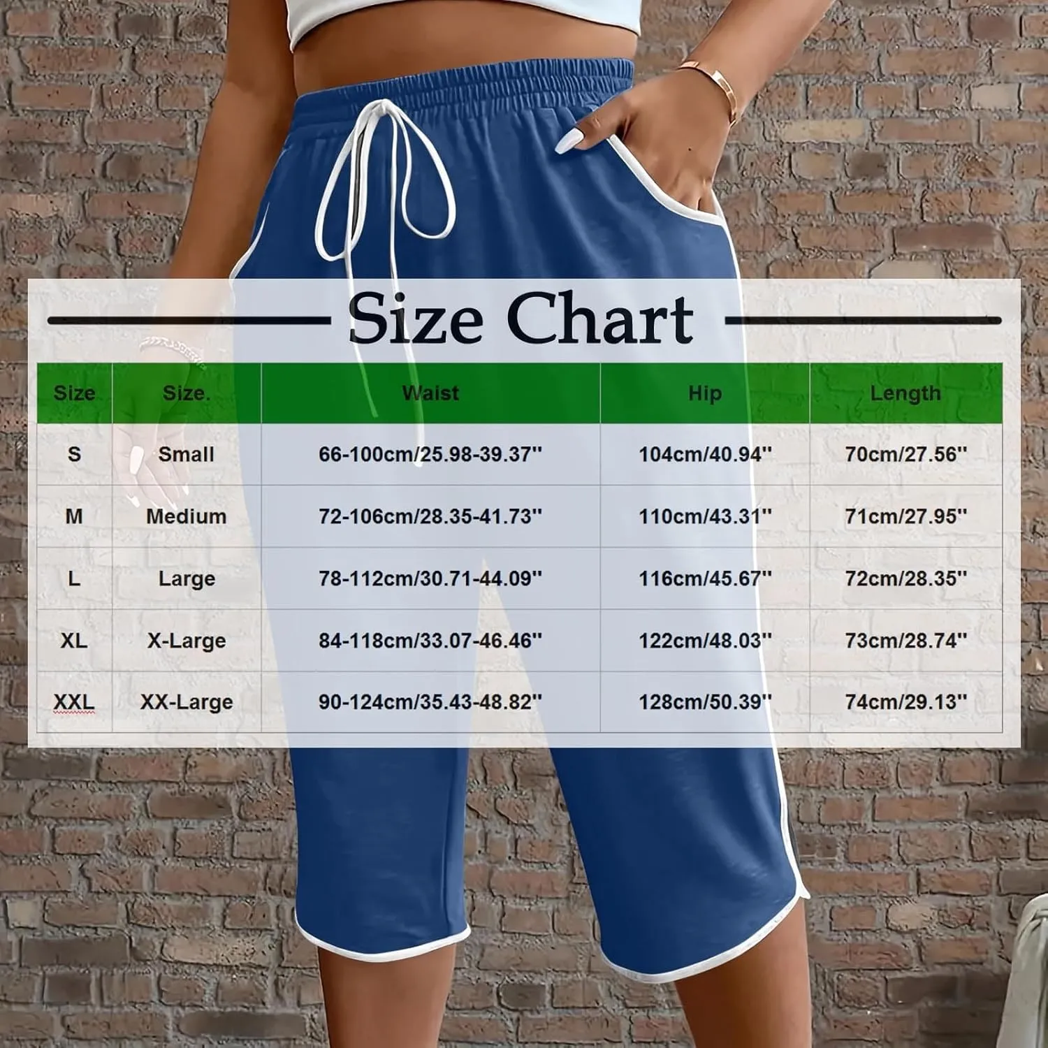 Womens Jogging Capris Stretch Waist Drawstring Pants with Pockets Straight Leg Casual Comfy Athletic Trousers