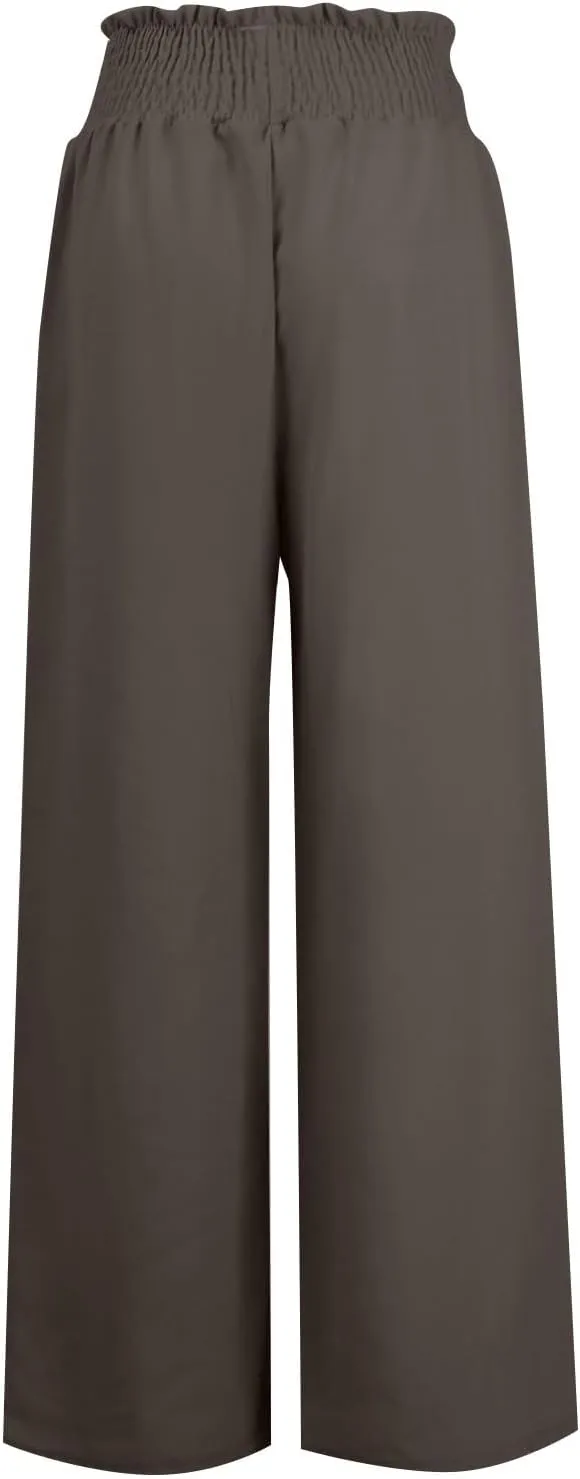 Womens Linen Summer Loose Pant Trousers High Waist Straight Slim Fit Palazzo Lounge Pants Vacation