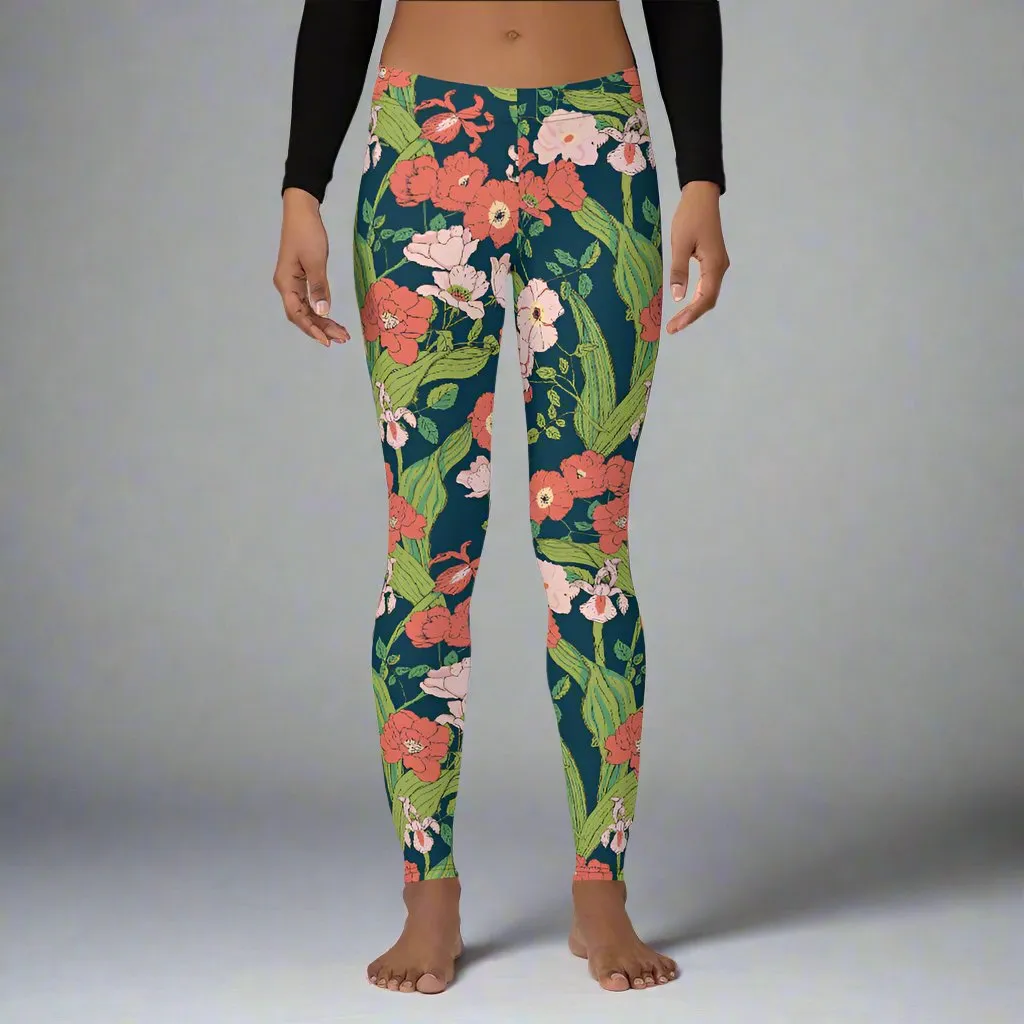 Women's Mid-Rise Swim Leggings, UPF 50 Seychelles Floral