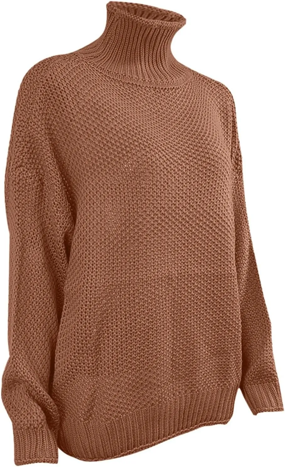 Womens Oversized Knit Sweater Oversized Turtleneck Sweater Solid High Neck Pullover Long Sleeve Sweaters