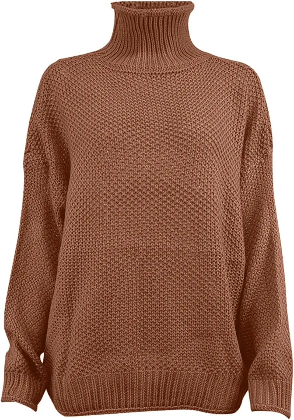 Womens Oversized Knit Sweater Oversized Turtleneck Sweater Solid High Neck Pullover Long Sleeve Sweaters