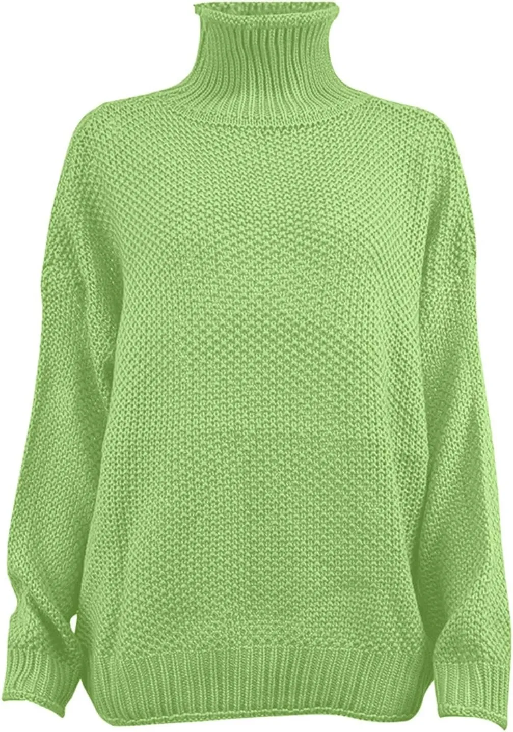 Womens Oversized Knit Sweater Oversized Turtleneck Sweater Solid High Neck Pullover Long Sleeve Sweaters