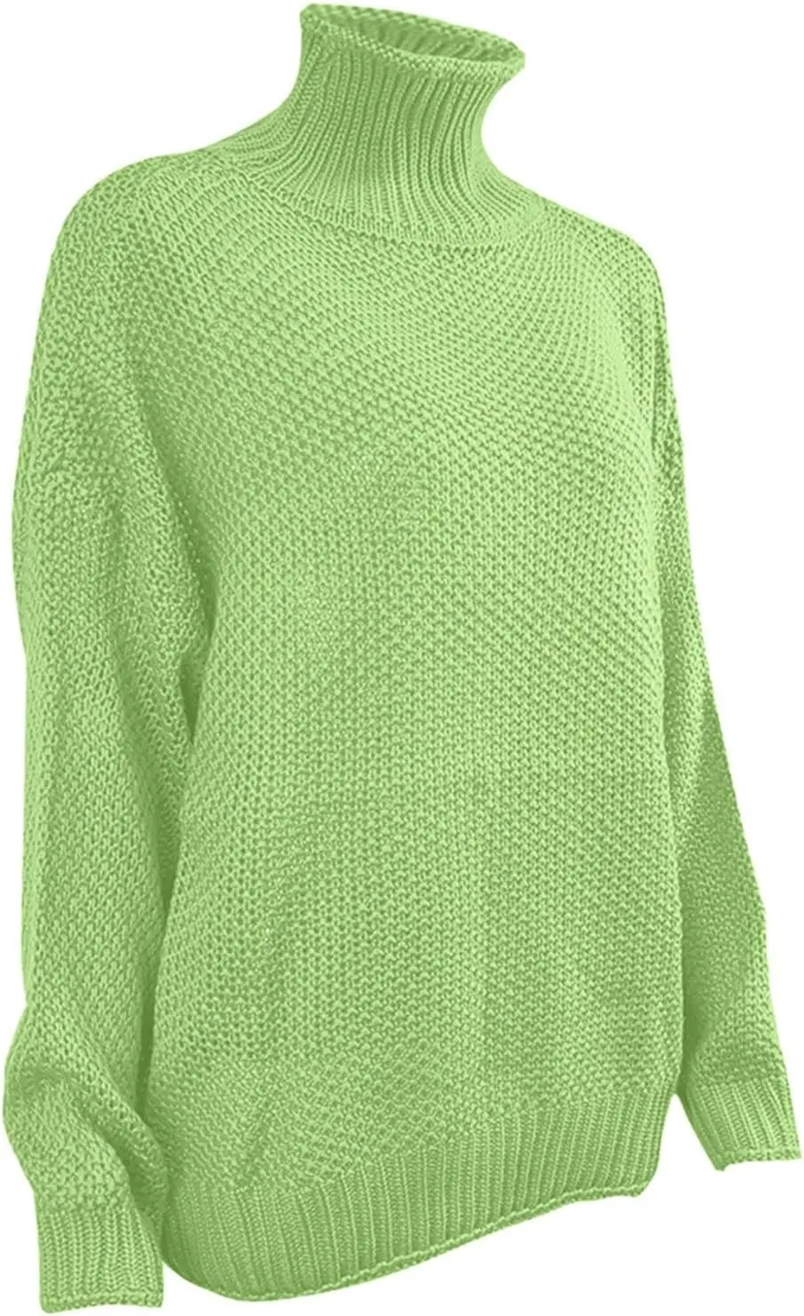 Womens Oversized Knit Sweater Oversized Turtleneck Sweater Solid High Neck Pullover Long Sleeve Sweaters