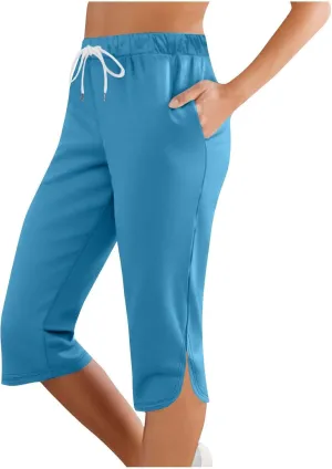 Womens Pants Casual High Waist Lace Trim Leggings Stretchy Slim Fit Trousers Thin Fabric for Layering and Outwear