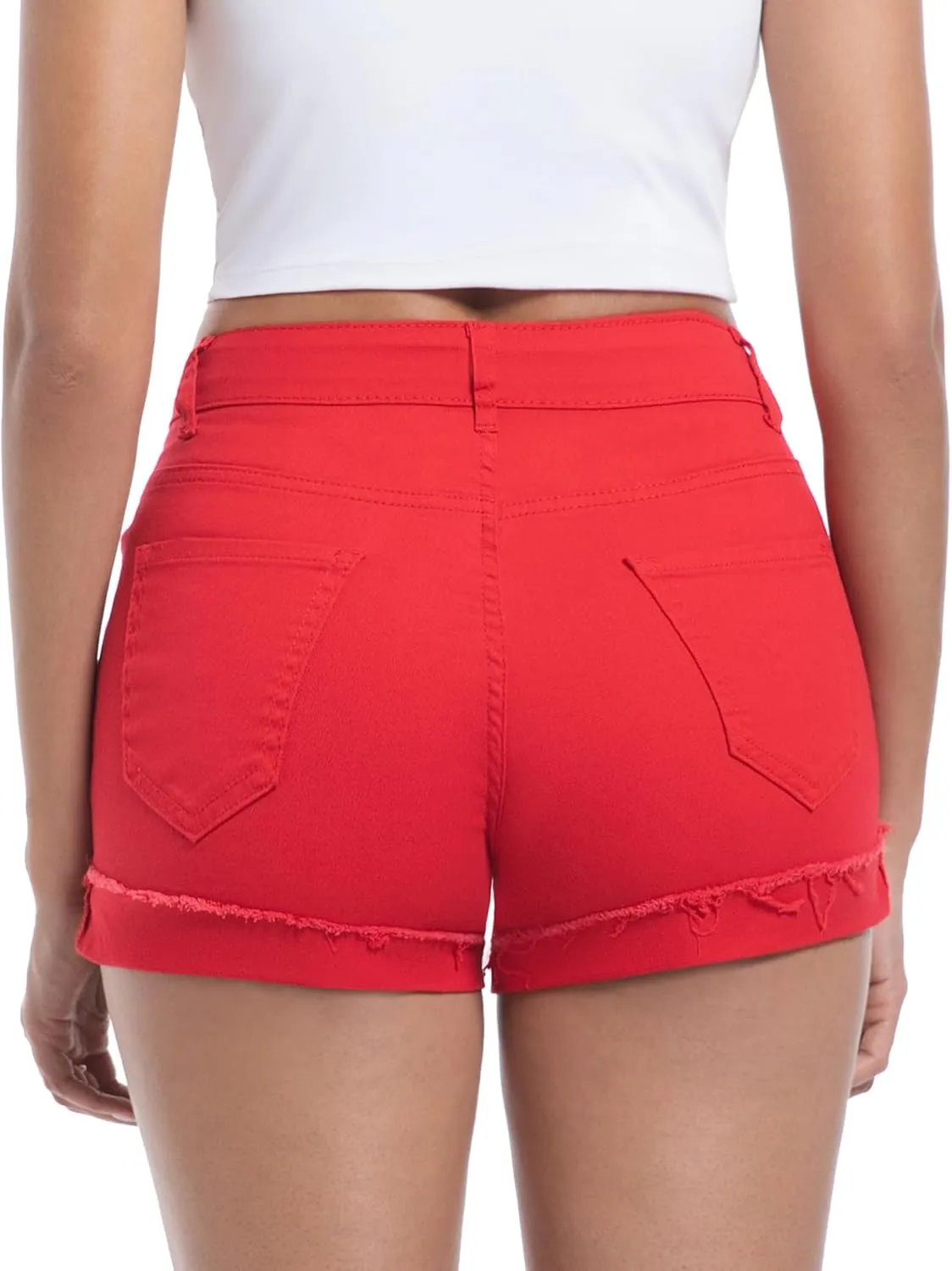 Women's Ripped Mid Rise Stretchy Denim Jeans Shorts