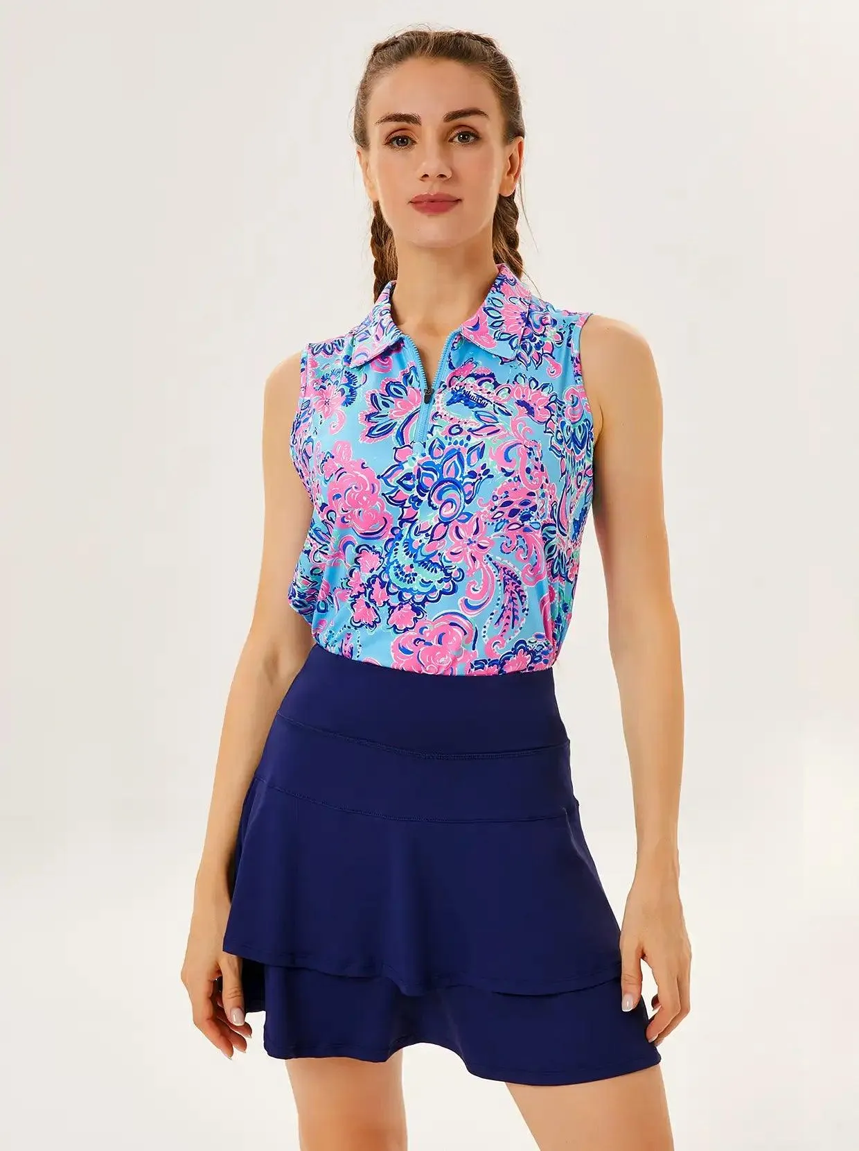 Women's Ruffle Pleated Tennis Skort with Shorts and Pockets